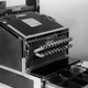 Black and white photo of old-fashioned cash register